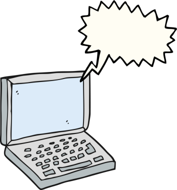 Bir insan tarafından çizilmiş serbest konuşma balonu dizüstü bilgisayarı.