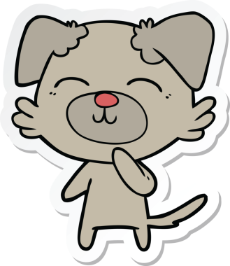 Bir insan tarafından çizilmiş çizgi film köpeği çıkartması.