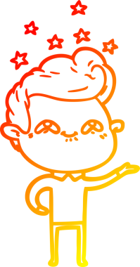 Bir insan tarafından çizilmiş, heyecanlı bir çizgi film çizimi.