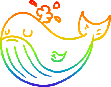 gökkuşağı gradyan çizgisi bir insan tarafından çizilmiş bir karikatür balinası