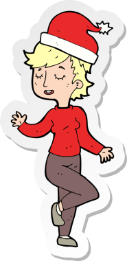 Bir insan tarafından çizilen Noel 'e hazırlanan bir karikatür kadının çıkartması.