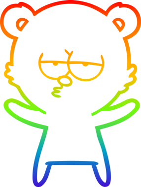 Bir insan tarafından çizilmiş sıkılmış bir ayı çizgi filminin çizimi.