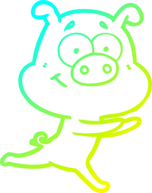 Bir insan tarafından çizilmiş mutlu çizgi film domuzu çizimi.