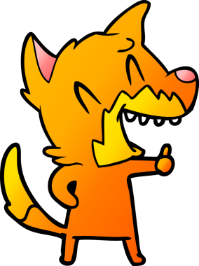Bir insan tarafından çizilmiş gülen tilki çizgi filmi.
