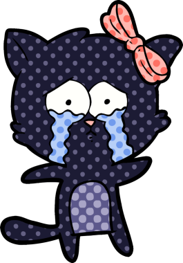 Bir insan tarafından çizilmiş çizgi film kedisi.