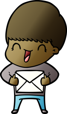 Bir insan tarafından çizilmiş mutlu çizgi film çocuğu.