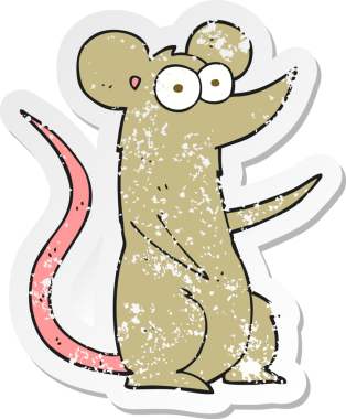 Bir insan tarafından çizilmiş karikatür bir farenin gerilimli çıkartması