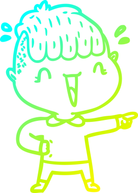 Bir çizgi filmin soğuk gradyan çizimi mutlu bir çocuğun bir insan tarafından çizilmesine şaşırdı