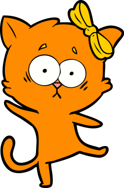 Bir insan tarafından çizilmiş çizgi film kedisi.