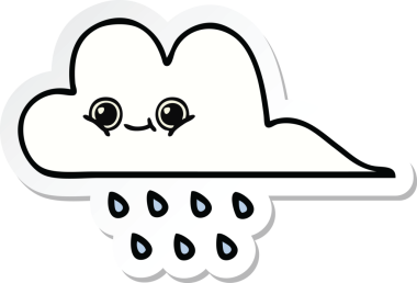 Bir insan tarafından çizilmiş şirin bir yağmur bulutunun çıkartması.