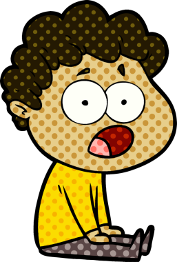 Bir insan tarafından çizilmiş bir karikatür adamı şaşkınlıkla nefes nefese kaldı.