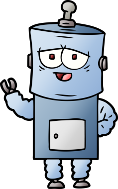 Bir insan tarafından çizilmiş çizgi film robotu