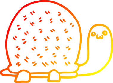 Bir insan tarafından çizilmiş sevimli bir kaplumbağanın sıcak çizgi çizimi.