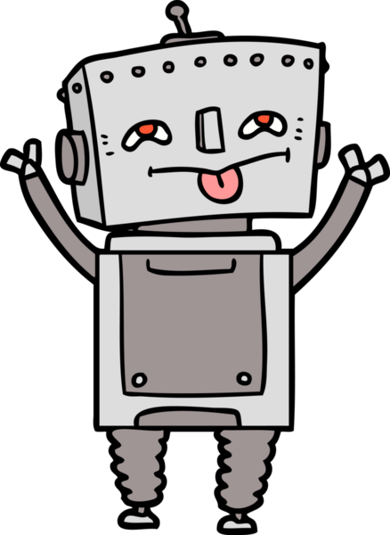 Bir insan tarafından çizilmiş çizgi film robotu