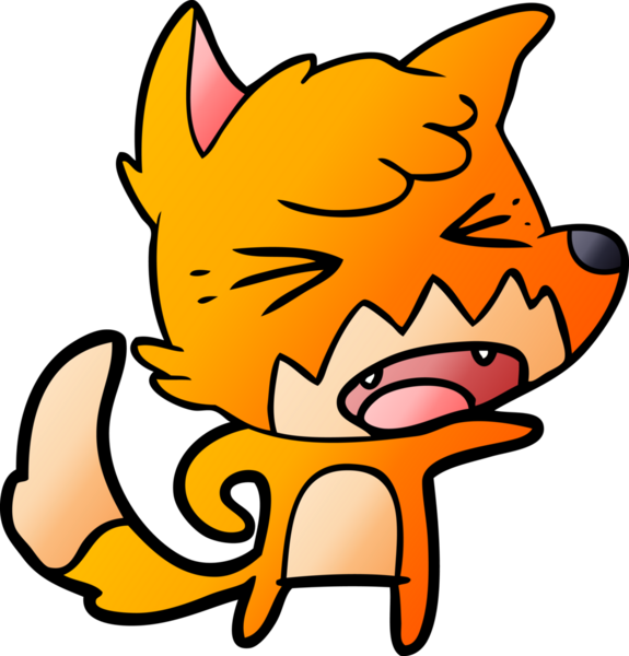 Bir insan tarafından çizilmiş kızgın çizgi film tilkisi.