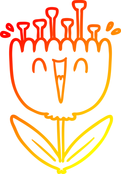 Bir insan tarafından çizilen mutlu bir çiçeğin sıcak çizgi çizimi