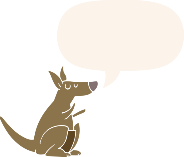 bir insan tarafından çizilmiş eski usul konuşma baloncuklu çizgi film kangurusu.