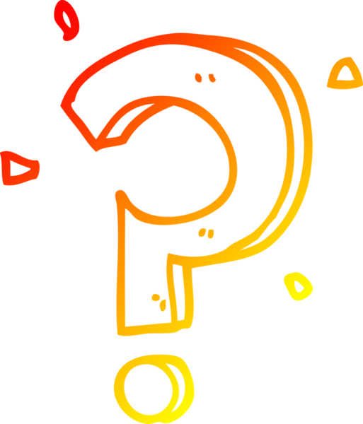 Bir insan tarafından çizilmiş bir çizgi film soru işaretinin sıcak gradyan çizgisi