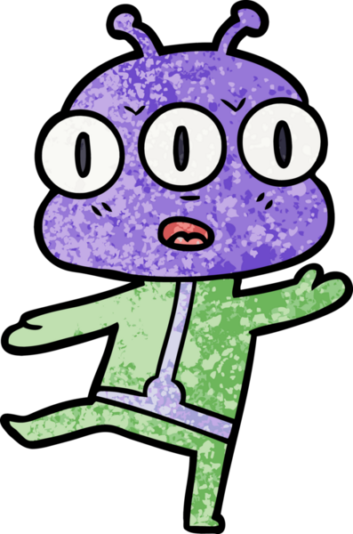 Bir insan tarafından çizilmiş üç gözlü uzaylı çizgi filmi.