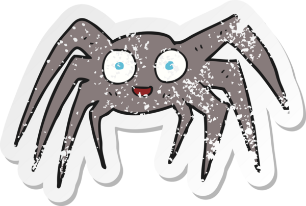 Bir insan tarafından çizilmiş karikatür örümceğinin gerilmiş yapıştırması.