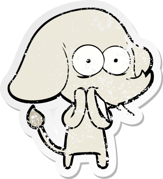 Bir insan tarafından çizilmiş mutlu bir filin sıkıntılı çıkartması.