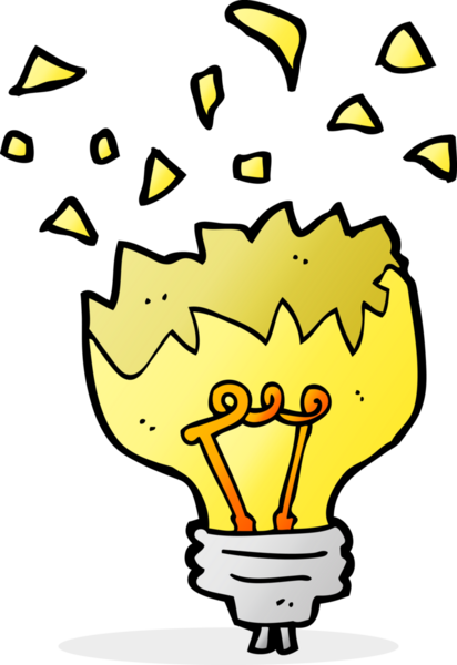 Bir insan tarafından çizilen çizgi film ampulü patladı.