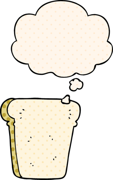 Çizgi roman tarzında bir insan tarafından çizilmiş bir ekmek dilimi.