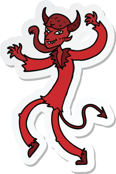 Bir insan tarafından çizilmiş dans eden bir şeytanın çıkartması.