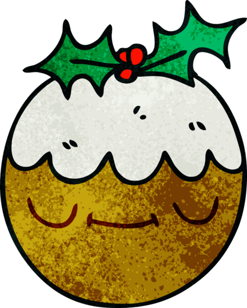 Bir insan tarafından çizilmiş garip bir karikatür Noel pudingi.