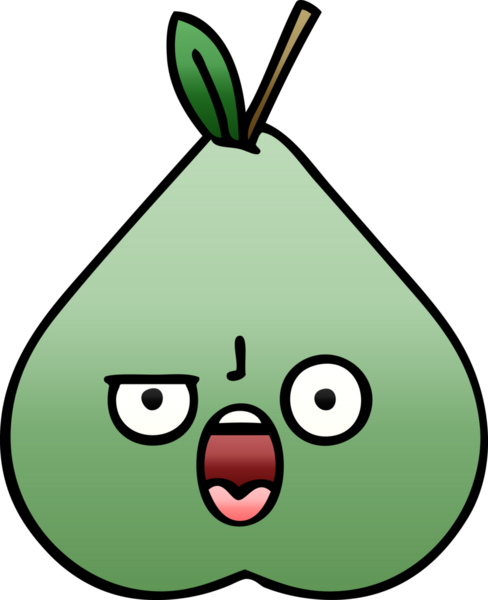 Bir insan tarafından çizilmiş yeşil armut renginde bir çizgi film.