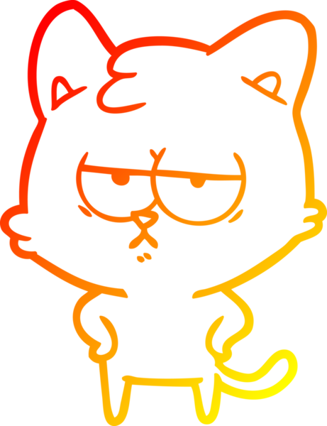 Bir insan tarafından çizilmiş sıkılmış çizgi film kedisinin sıcak çizgi çizgisi.