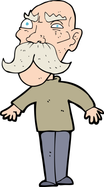 Bir insan tarafından çizilmiş kızgın yaşlı bir adam.