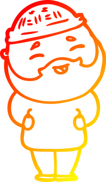 Bir insan tarafından çizilmiş mutlu sakallı bir adamın çizgi çizimi.