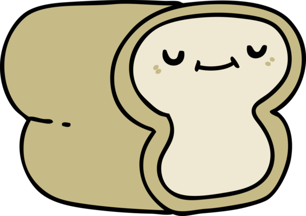 Bir insan tarafından çizilmiş mutlu bir gülümsemeyle bir somun ekmek.