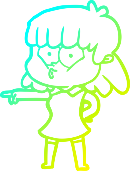 Bir insan tarafından çizilmiş ıslık çalan bir kızın soğuk gradyan çizimi.