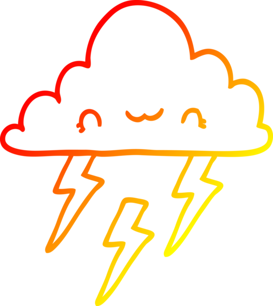 Bir insan tarafından çizilmiş bir karikatür fırtına bulutunun sıcak çizgi çizimi
