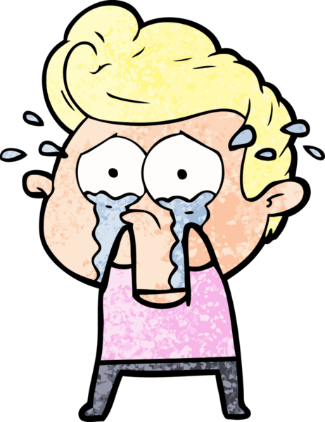 Bir insan tarafından çizilmiş ağlayan bir karikatür.