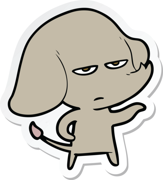 Bir insan tarafından çizilmiş kızgın bir filin çıkartması.