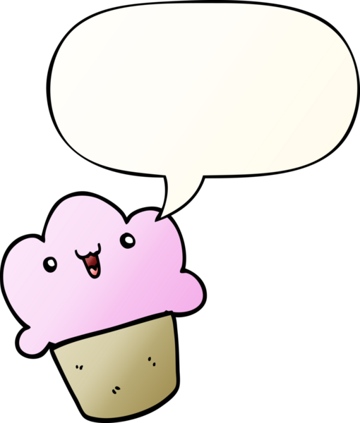 Yüzü konuşma baloncuğu olan, bir insan tarafından çizilmiş çizgi film keki.