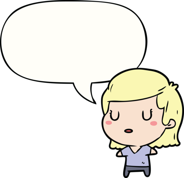 Bir insan tarafından çizilmiş konuşma balonu olan karikatür kadın.