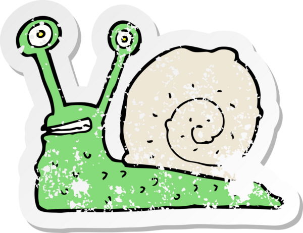 Bir insan tarafından çizilmiş bir salyangozun gerilmiş çıkartması.