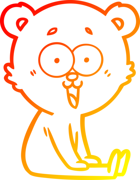 Bir insan tarafından çizilmiş gülen oyuncak ayının sıcak çizgi çizimi.