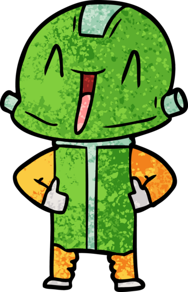 Bir insan tarafından çizilmiş çizgi film robotu