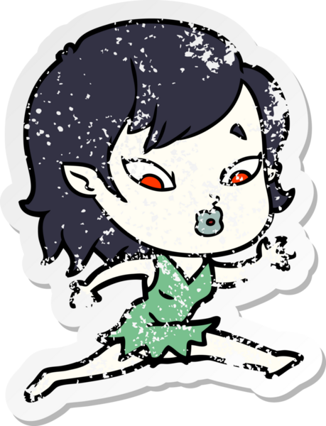 Bir insan tarafından çizilmiş şirin bir vampir kızın sıkıntılı çıkartması.