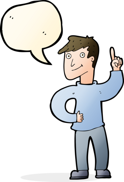 Bir insan tarafından çizilmiş konuşma baloncuğuyla harika bir fikri olan çizgi film adamı.