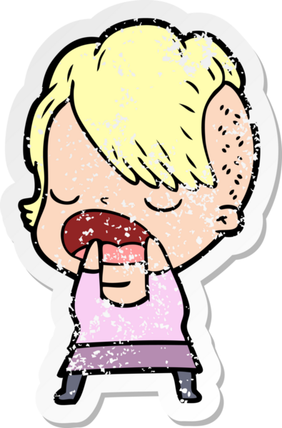 Bir insan tarafından çizilmiş havalı bir hippi kızın karikatür çıkartması.