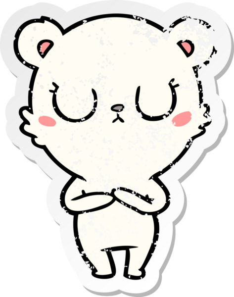 Bir insan tarafından çizilmiş barışçıl bir kutup ayısının sıkıntılı çıkartması.