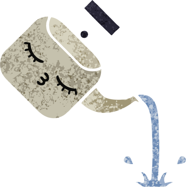 Bir insan tarafından çizilmiş bir çaydanlığın retro çizim tarzı karikatürü