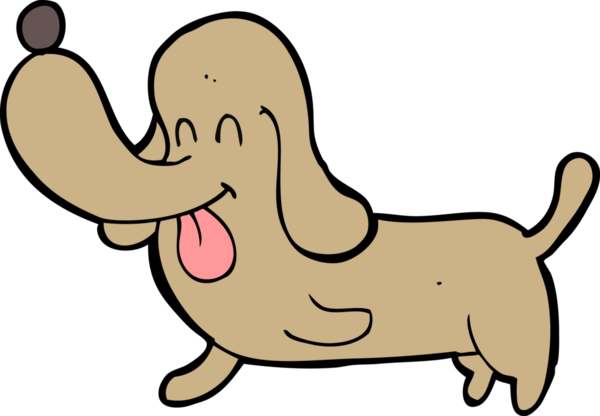 Bir insan tarafından çizilmiş mutlu bir köpek.