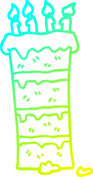 Bir insan tarafından çizilmiş büyük bir doğum günü pastasının soğuk gradyan çizimi